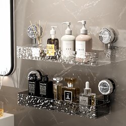 Bathroom Suction Cup Storage Rack, No-Drill Wall-Mounted Organizer for Sink, Washbasin Storage Shelf