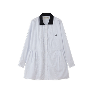 [Demi et demi] 'Summer Time Machine' White and Blue Striped Pumping Poor Loose Shirt Dress
