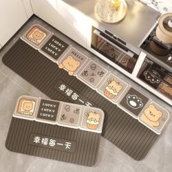 Kitchen Floor Mat Is Non-Slip, Oil-Proof, Wipeable, No-Wash, Full Carpet Mat, Diatom Mud, Thickened, Water-Absorbent, Stain-Resistant, Door Mat