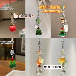 Christmas Tree Maple Leaf Chain Pendant Collection Lanyard Super Shiny Versatile Niche Bag Camera Decoration Keychain