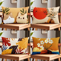 Nordic Orange Pillow, Simple and Luxurious Living Room Pillow Cover, Sofa Orange Cushion Cover, Rectangular Double-Sided Cushion Cover