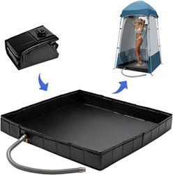Outdoor Shower Tent with Sunshade, Foldable Base, Indirect Water Tray, Car-Mounted Travel Multifunctional Water Basin