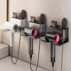 Hair Dryer Holder Storage Rack, No-Drill Bathroom Lazy Hair Dryer Wall-Mounted Bathroom Hair Dryer Storage Rack