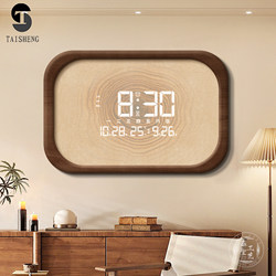 Wooden Vintage-Style Radar Sensor Digital Display Clock for Living Room 2025 New Model Wall Clock with a High-End Feel for Dining Room Wall-Mounted Clock