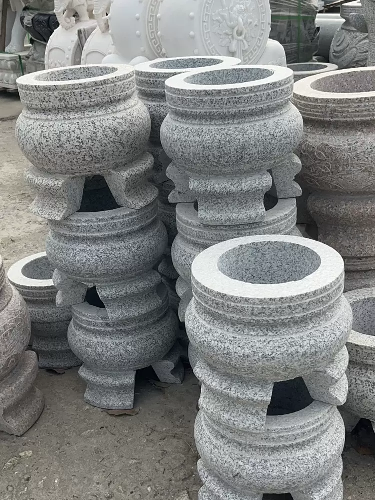 石雕香炉青石香炉圆形带耳朵石头香炉天然石头化钱炉方形香炉-Taobao 