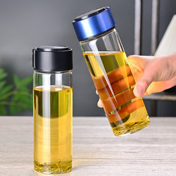 Single-Layer Glass Cup Wholesale High Borosilicate Thickened Business Gift Logo Tea Cup Transparent Men's Water Cup with Lid