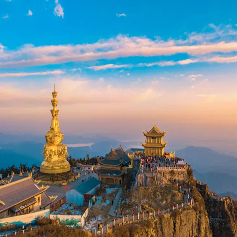 8天0购物四川成都旅游黄龙峨眉山乐山都江堰熊猫乐园九寨沟含机票