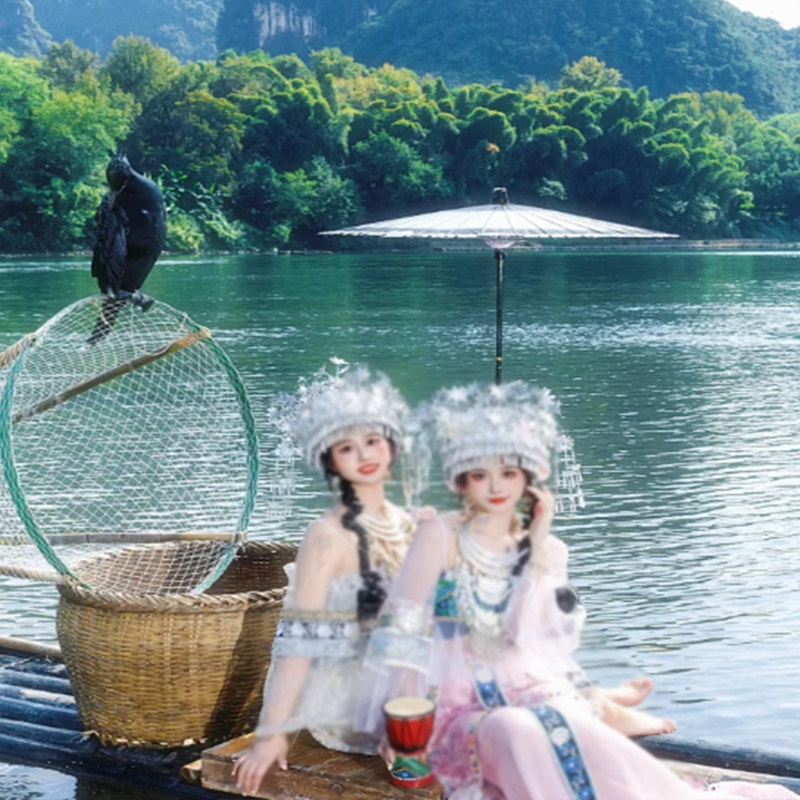 5天4晚0购物广西桂林银子岩遇龙河竹筏象鼻山日月双塔坐热气球