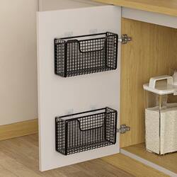 Kitchen cabinet door inner storage box rear hook plastic wrap bag cabinet door hanging basket storage rack