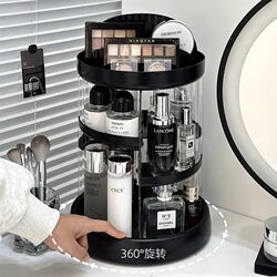 Japanese Rotating Cosmetics Storage Box, Large-Capacity Dressing Table Skincare Product Storage Rack, Acrylic Desktop Organizer