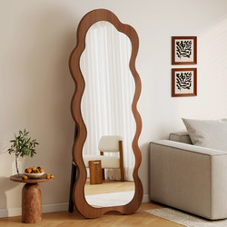 Second-Hand Full-Length Mirror for Home Use, Floor-Standing Mirror, Trendy Wave-Shaped Mirror, High-End Dressing Mirror, Bedroom Fitting Mirror