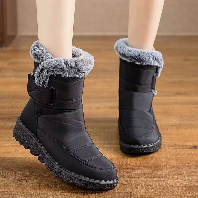 
Cotton shoes for women winter new snow boots women's velvet thickened warm cotton shoes large size flat bottom waterproof cotton boots