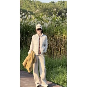 
Hua Renjie Lightweight Cashmere Jacket Women's Fashionable Warm Versatile Short Stand Collar Autumn and Winter Short Jacket