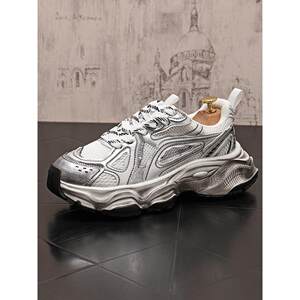 
Breathable mesh men's shoes are popular in Europe, high-looking thick-soled sneakers, color block vintage street fashion for men
