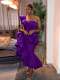 European and American large -size shoulder -length celebrities Wind ruffled border birthday banquet evening dress Sexy party dresses
