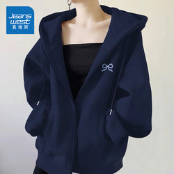 Jeanswest Women's Jacket Spring 2026 New Trendy Popular Women's Early Spring Exquisite Sports Sweatshirt a