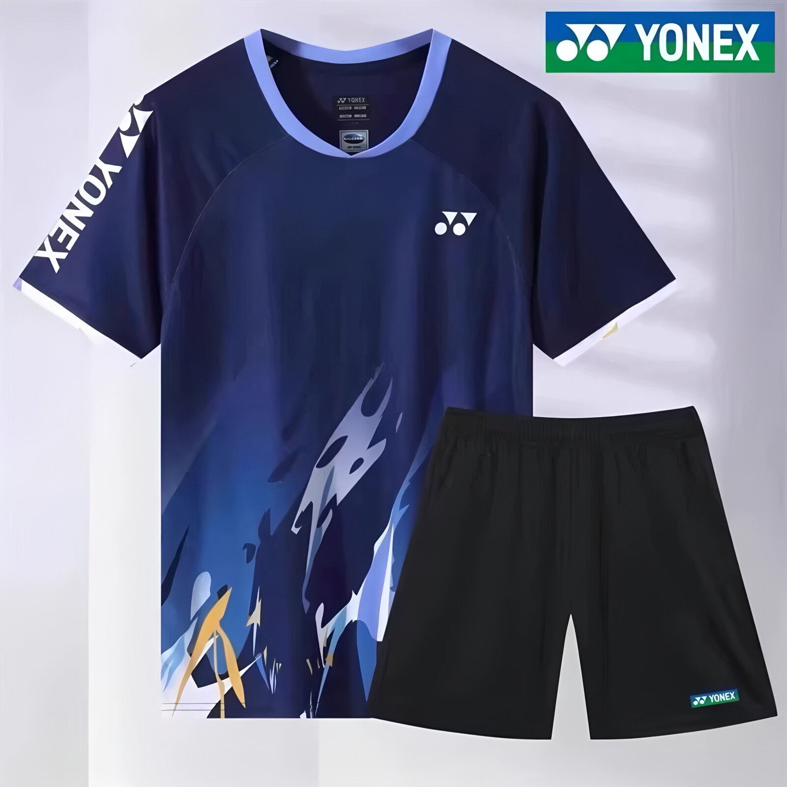 YONEX костюм для бадминтона — мужской и женский, с короткими рукавами, быстросохнущий