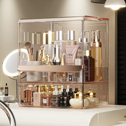 Japanese Mujie Cosmetics Storage Box Desktop Dust-Proof Dressing Table Organizer Skincare Product Lipstick Storage Rack