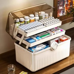 Japanese Household Medicine Box, Family-Sized Medicine Storage Box, Large-Capacity Medicine Box, Multi-Layer Children's Medicine Plastic Medicine Box