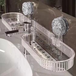 Suction Cup Washbasin Storage Rack, No-Drill Faucet Storage Rack, Toilet Sink Mirror Front Storage Shelf, Wall-Mounted