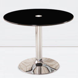 Tempered glass brown small round table simple negotiation table and chair combination reception round casual small apartment dining table