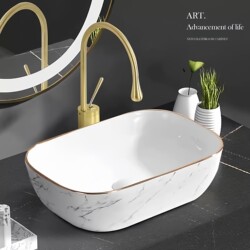 Light Luxury Oval Countertop Washbasin Bathroom Sink Single Basin Balcony Ceramic Washbasin Small Apartment Countertop Art Basin