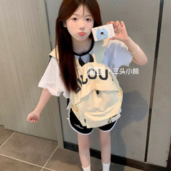 School Bag ins Niche Design Backpack for Women, Suitable for Junior High School, High School, and College Students, Lightweight and Burden-Reducing, Travel Backpack for Mixed Use