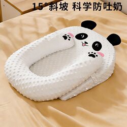 Baby Anti-Vomiting and Anti-Startle Slope Pillow, Newborn Breathable Anti-Choking and Anti-Overflow Milk Nursing Pillow, Baby Lying Feeding Crib