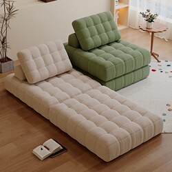 Tatami Waffle-Patterned Lazy Sofa for Living Room or Balcony, Suitable for Sleeping or Reclining, Available in Tofu Block Sizes, Fabric Sofa for Small Apartments