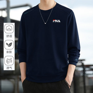 
2025 Fila spring and summer round neck sweatshirt men's long-sleeved men's skin-friendly business casual loose top bottoming shirt