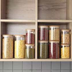 Kitchen glass sealed jar with lid sealed box large capacity grain storage box bean storage box glass bottle