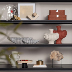 Wabi-Sabi Style Model Room Study Bookshelf Soft Decoration with Sales Office Living Room Cabinet High-End Home Decoration Ornaments