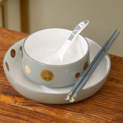 Japanese-Style Ceramic Bowl for Home Use, 2025 New Model, High Aesthetic Rice Bowl, Beautiful and Exquisite Personal Bowl and Chopsticks Set