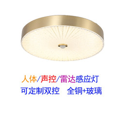 Human Body Sensor Light, Ceiling Light, Elevator Hall, All-Copper Glass Lampshade, High-End Corridor Radar Voice-Activated Infrared Aisle Light