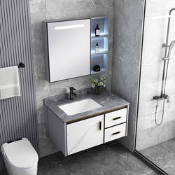 Space aluminum bathroom cabinet combination washbasin bathroom integrated ceramic slate washbasin balcony washbasin mirror cabinet