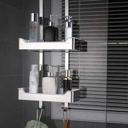 Stainless steel shower room hanging basket bathroom storage rack glass door wall-mounted storage rack bathroom punch-free wash rack