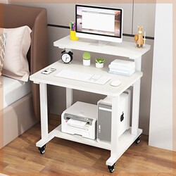 Computer Desk Can Hold a Printer, Small Desktop Computer Desk, Home Use, Movable, Simple, Single-Layer, Multi-Layer Work Desk