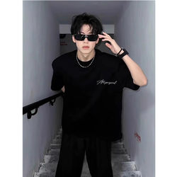 100% Pure Cotton American High Street Style Half-Sleeve T-Shirt 2025 Summer Trendy Brand Youth Versatile Heavyweight Loose Short-Sleeve