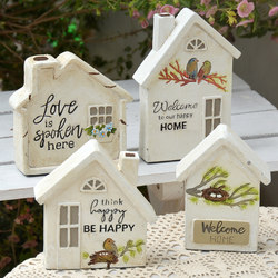 Wooden House, American Retro White Small House, Garden Courtyard Micro-Landscape, Shop Window Decorations, Small Ornaments