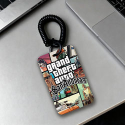 Gta Game Card Holder for Male Middle and High School Students, Personalized Creative Work Id Card Holder, Factory Id Card Holder, Bus Card Holder, Badge Holder with Lanyard, Id Card Holder