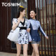 TOSWIM swimsuit female sisters dress slim one-piece skirt-style bestie swimsuit conservative belly-covering seaside vacation split