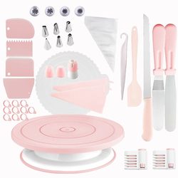Cake Decorating Turntable Set, Professional Rotating Turntable for Home Use, Baking and Birthday Making Tools Complete Set