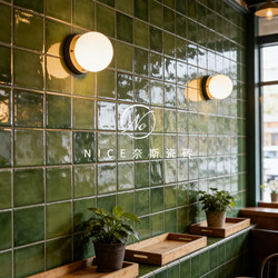 Retro Green Kitchen and Bathroom Small Square Tiles, Glossy Tiles, Dessert Shop, Restaurant Background Wall, Handmade Tiles