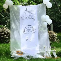 Xiaohongshu-Style Outdoor Birthday Scene Atmosphere Decoration with Mesh Background for 10-Year-Old Girl Photoshoot, High-End Feel