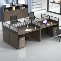 Office Desk and Chair Combination Staff Station Simple Modern Office Screen Deck Four-Person Double Computer Staff Desk