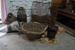 Large Rattan Basket with Handle  with Handle, 50cm Bottom Diameter, 30cm High, 20cm High