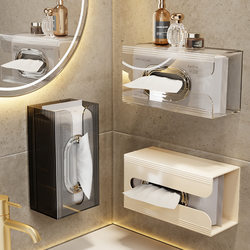 Wall-Mounted Tissue Box Without Drilling, Facial Towel Storage Box, Toilet Bathroom Hanging Tissue Box