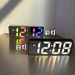 Small Alarm Clock Desktop Electronic Clock Led Luminous Mirror Silent Time Display Ornament Digital Desk Clock