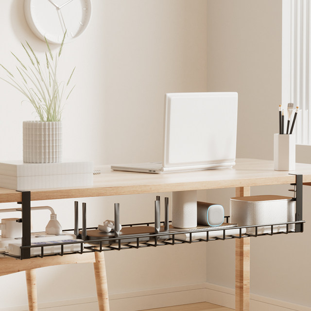 Under-the-desk cable management rack slot box without punching to ...