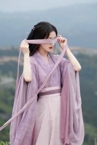 
Original Hanfu women [Pane Xia] Wei and Jin style cross-neck, large sleeve waist-length skirt purple adult costume set summer style